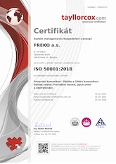 Certifikát ISO 50001:2018 Certifikát ISO 50001:2018